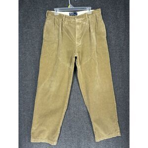 Vintage‎ Polo Ralph Lauren Corduroy Andrew Pant 34x30 Brown Chino Pleated